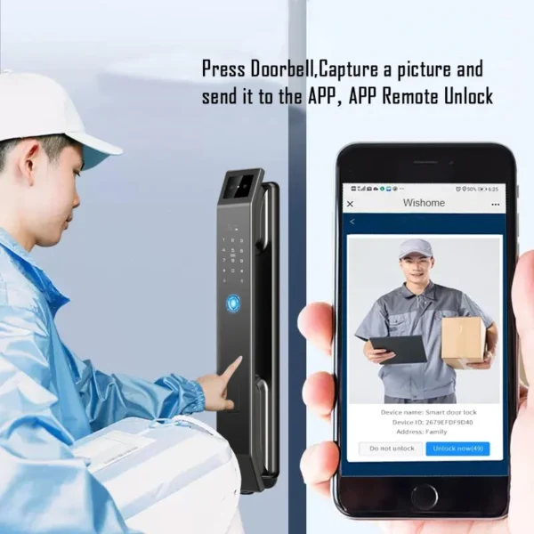 3D Face Recognition Unlock Digital Door Lock With Camera FIngerprint Password Unlock Keyless Electronic Door Lock - Image 4