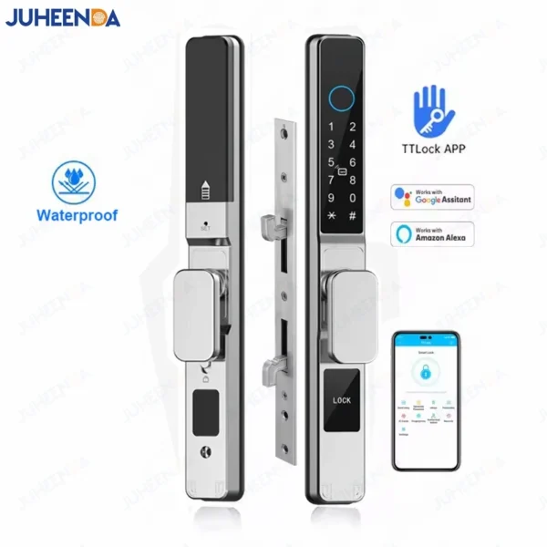 TTLock APP Waterproof Fingerprint Password Smart Lock For Outdoor Pull Push Sliding Aluminum Door 2885/ 3585/ 4585 /6085 Mortise