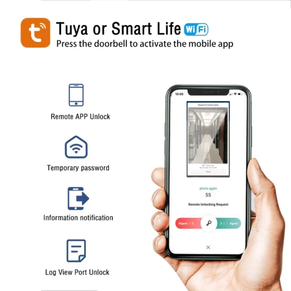 3D Face Smart Door Lock Security Camera Monitor Intelligent Fingerprint Password Biometric Electronic Key Unlock - Image 2