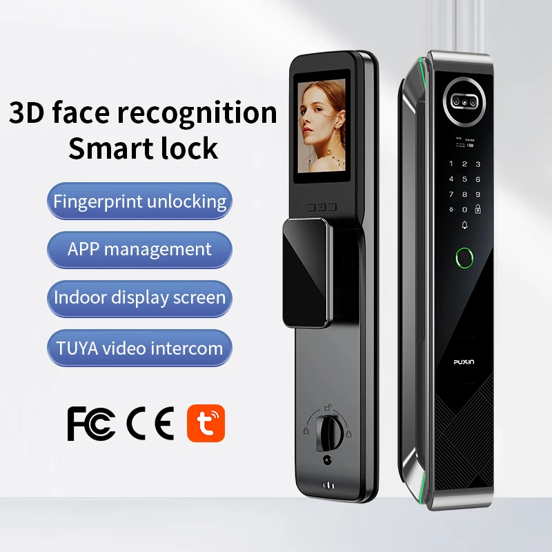 Puxin M11 3D face recognition automatic fingerprint lock household electronic door lock password smart lock