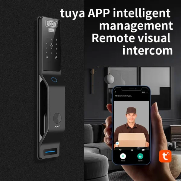 Puxin M-02 3D face recognition automatic fingerprint lock household electronic door lock password smart lock - Image 3