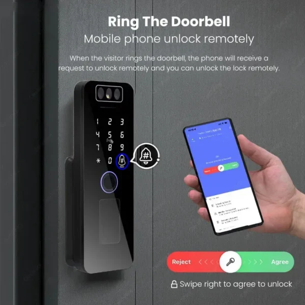Tuya Wifi 3D Face Recognition Smart Lock Waterproof Fingerprint Digital Code Card Electronic Gate Lock With Rechargeable Battery - Image 4