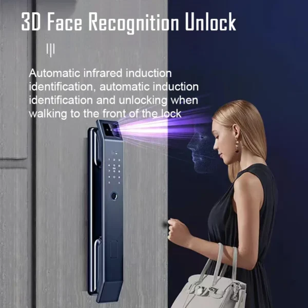3D Face Recognition Unlock Digital Door Lock With Camera FIngerprint Password Unlock Keyless Electronic Door Lock - Image 2
