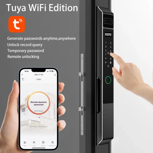Tuya WiFi Electronic Smart Door Lock 3D Face Palm Vein Password Key Fingerprint Aluminum Glass Sliding Door waterproof outdoor - Image 5