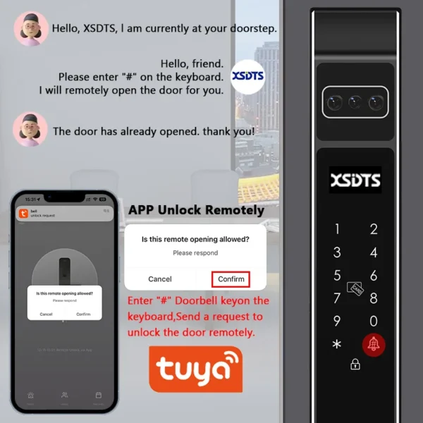 Tuya WiFi Electronic Smart Door Lock 3D Face Palm Vein Password Key Fingerprint Aluminum Glass Sliding Door waterproof outdoor - Image 6
