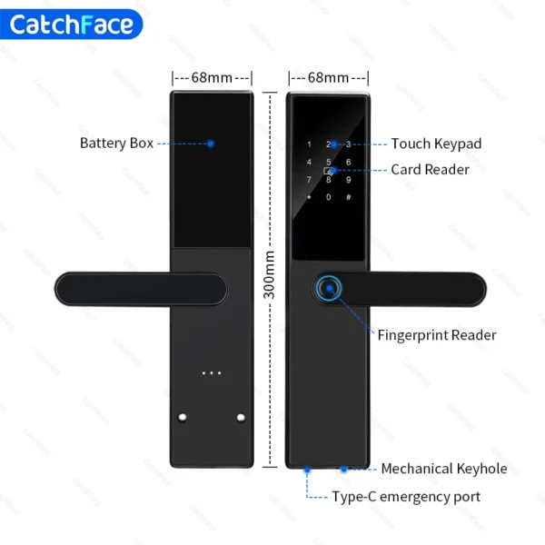 Bluetooth Fingerprint Door Lock TTLock App Code Card Key Touch Screen Smart Door Lock Security Digital Electronic Lock For Home - Image 6